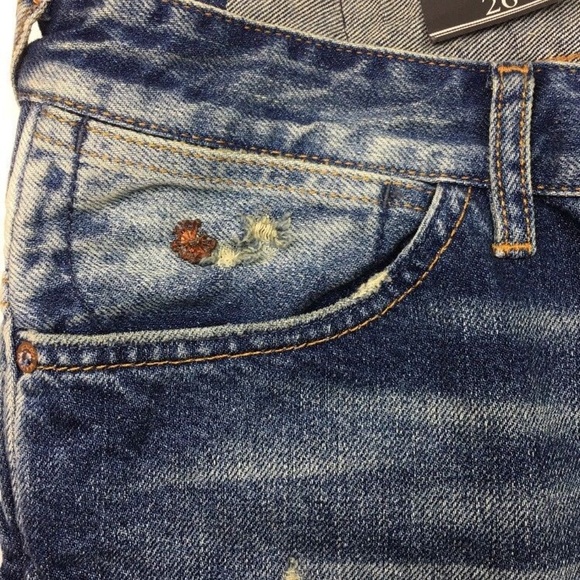 Indigo Distressed Boyfriend Fit Jeans - Picture 5 of 8